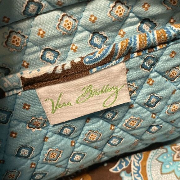 Vera Bradley Brown & Blue Floral Print Cloth Shoulder Bag / Handbag / Purse - Picture 6 of 10